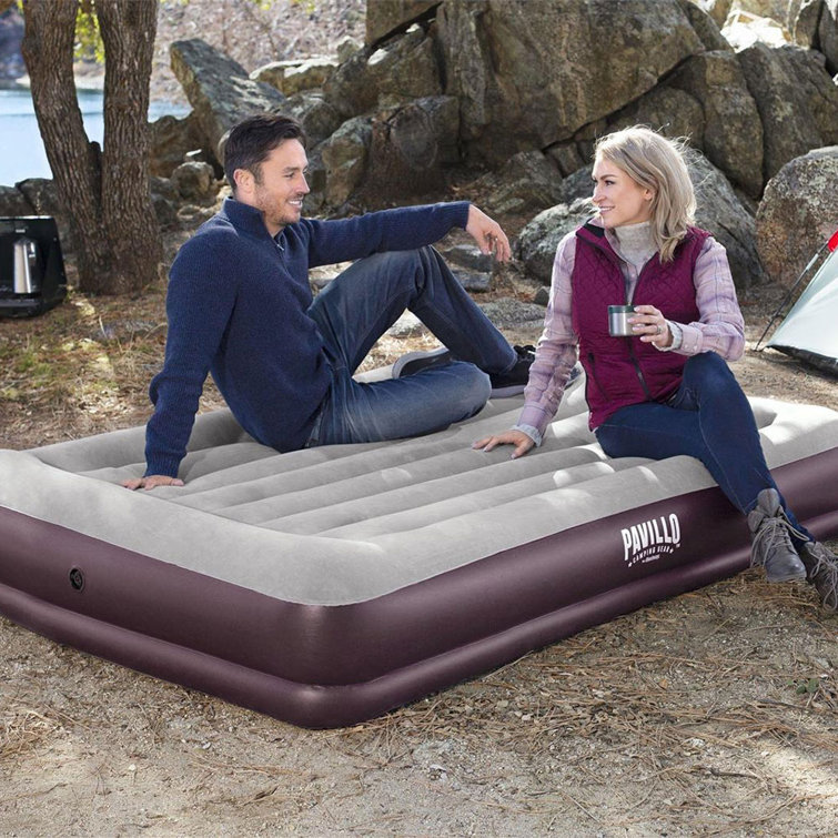 Bestway Pavillo Tritech Inflatable Queen Air Mattress with Electric Pump Maroon